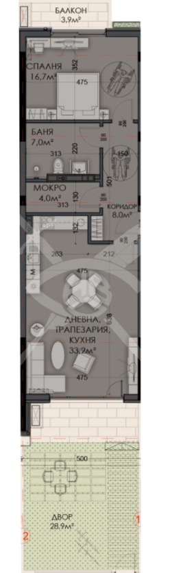 1 makuuhuone Vinitsa, Varna